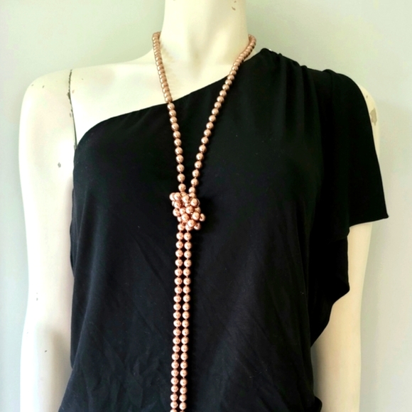 Vintage Bronze Color Pearl Necklace 28" - Picture 5 of 6